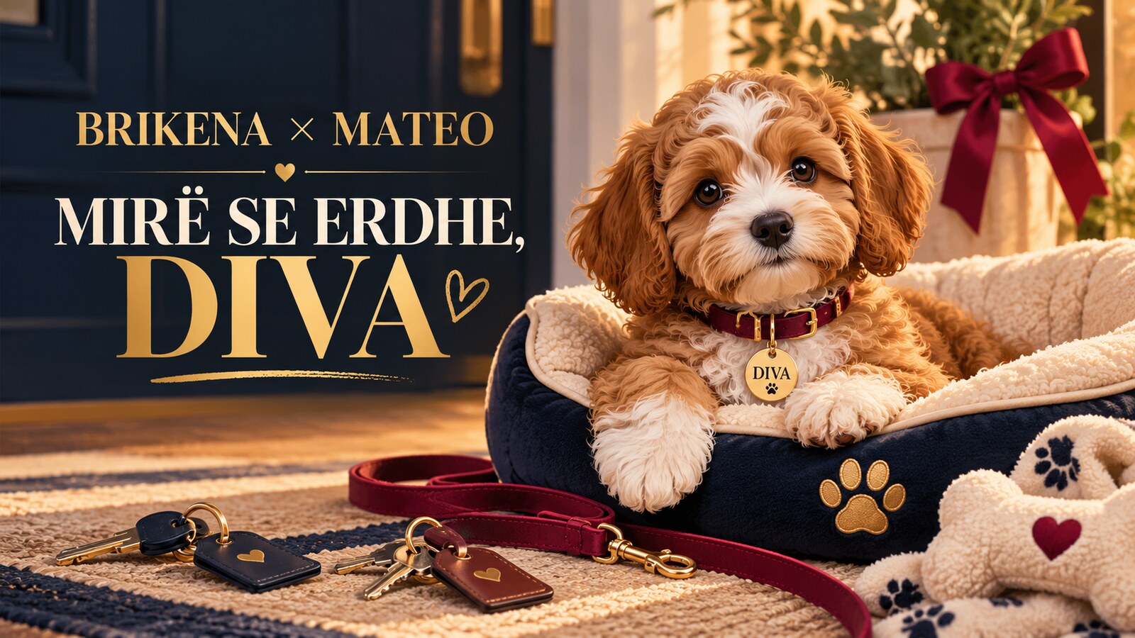 DIVA STEALS THE SPOTLIGHT—Brikena and Mateo introduce their new puppy