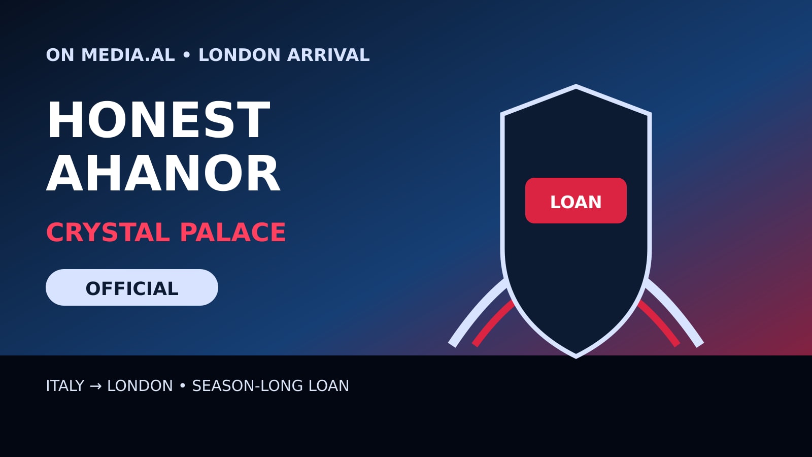 OFFICIAL: CRYSTAL PALACE SIGN HONEST AHANOR—season-long loan from Atalanta