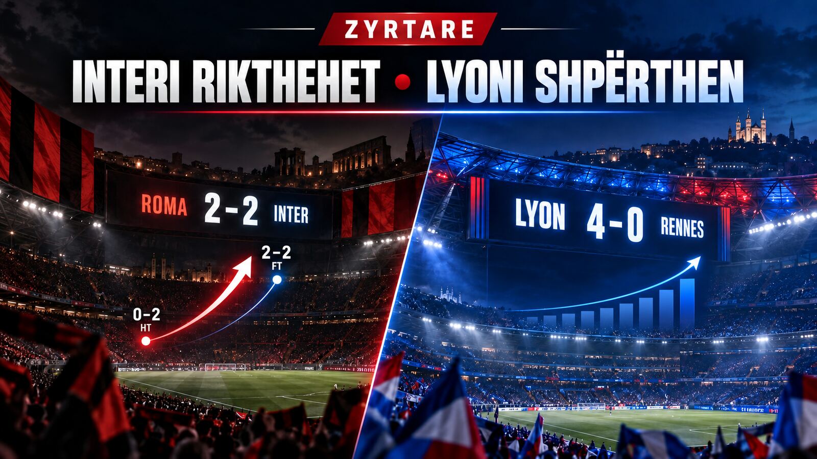 ZYRTARE: INTERI NGJALLET NGA 0–2, LYONI SHPËRTHEN 4–0—nata që trondit Europën
