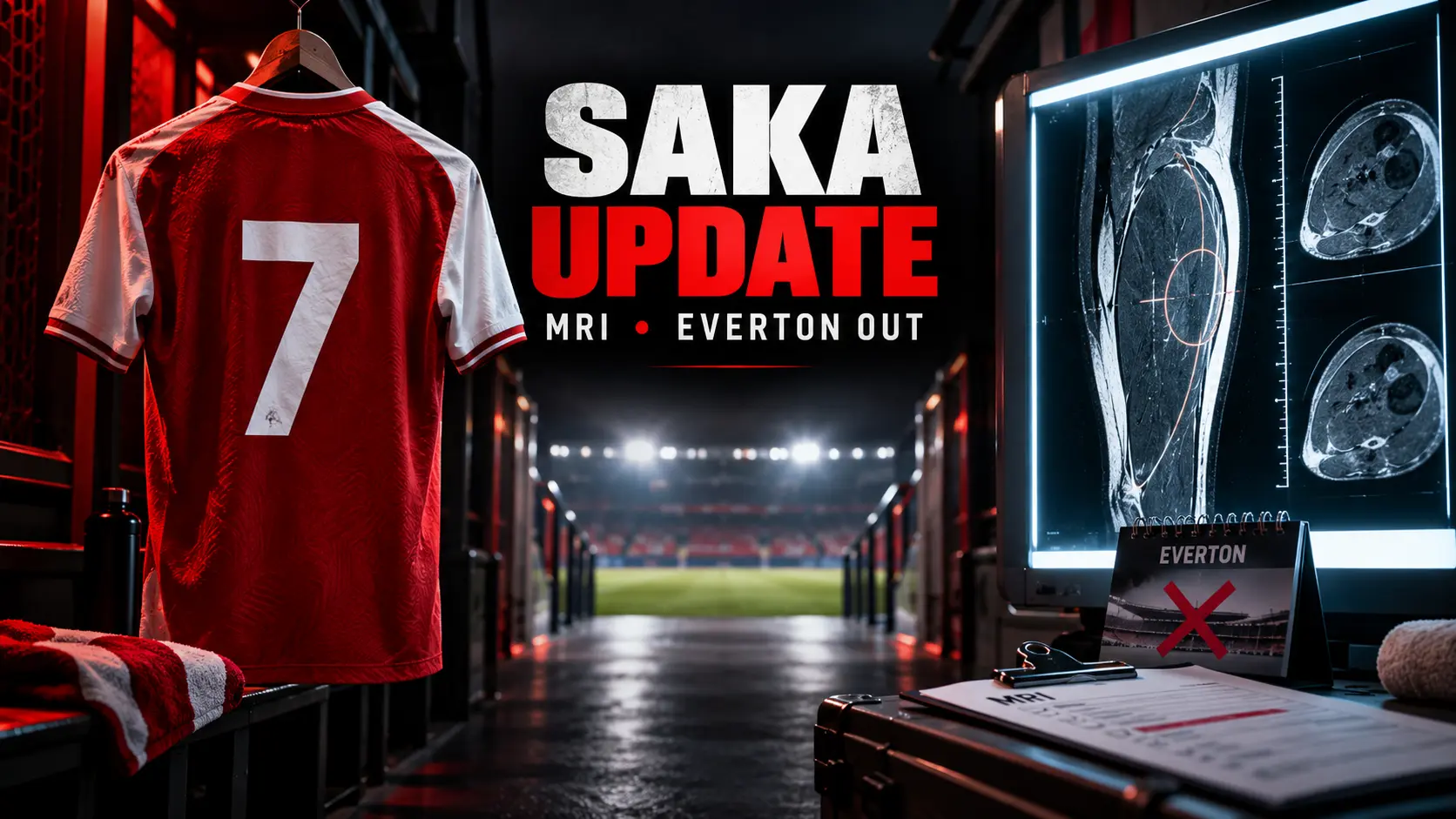 OFFICIAL: SAKA OUT FOR EVERTON—Arsenal order second MRI as timeline stays open